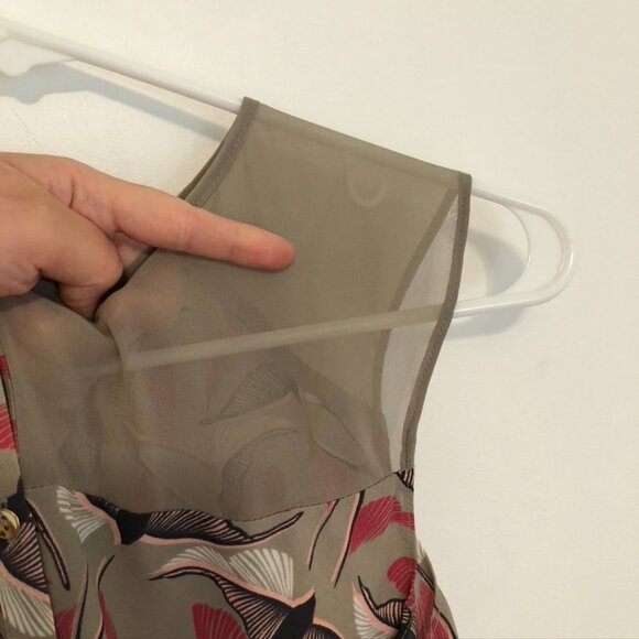 APT. 9 Taupe Pink Black Bird Animal Print Sleeveless Button Back Tank Blouse XS - Picture 13 of 14